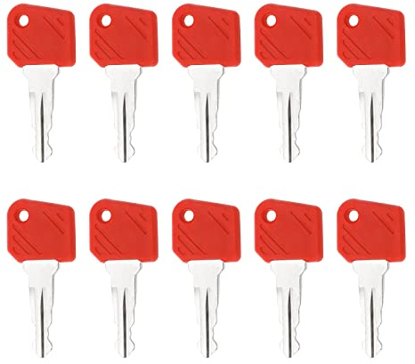 EMSea 10 Stücke Zündschlüssel 702/26906870 Kompatibel mit Jungheinrich Traktor Ersatzschlüssel Baumaschinen Schlüssel 5,3 X 2,3cm Rot