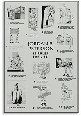 QINGYUAN Jordan Petersons 12 Rules For Life Motivierende inspirierende Zitate Poster Bild Druck Leinwand Poster Wandkunst moderne Heimkunstwerke 30 x 45 cm