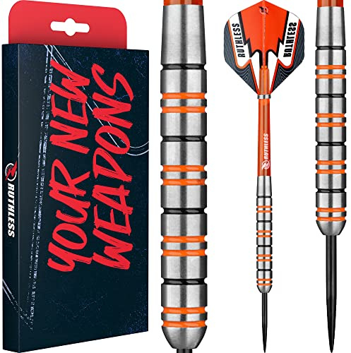 RUTHLESS Tigers Dartpfeile, 90 % Wolframstahlspitze, Wolfram, Ringel, 25 g