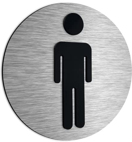 ALÚMADESIGNCO Hombre Cartel Baño - Baños De Hombres Cartel WC - Carteles Masculino - Caballeros Señal/Pictograma Aseo, Placa Metálica/Acrílica para puerta - 120 x 120 mm