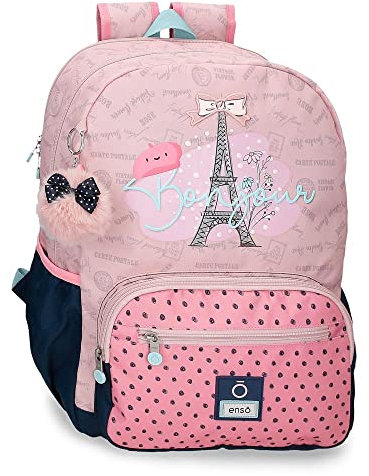 Enso Bonjour Schulrucksack für Laptop Anpassbar 15.6 Rosa 32x42x14 cm Polyester 18.82L