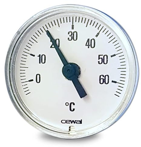 Termometro bimetallico per valvole a sfera con cassa inox per riscaldamento a pavimento Ø 40