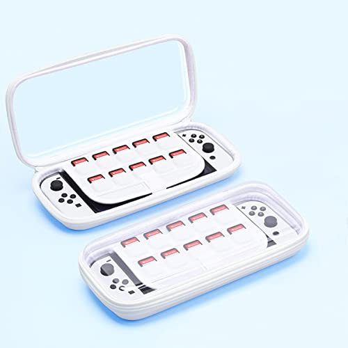 Palumma Tragetasche für Nintendo Switch/Switch OLED Konsole, schützende Reise-Aufbewahrungstasche mit 10 Spielkartenfächern (weiß)