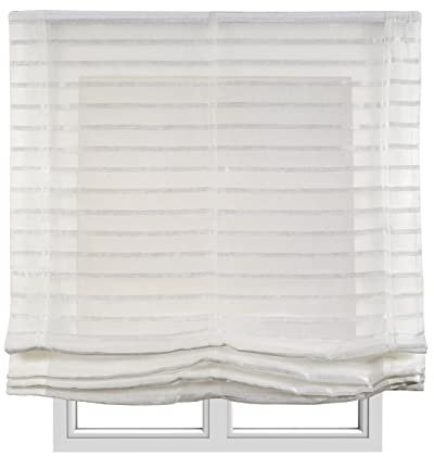 STORESDECO Raffrollo mit Stangen 175H x 180B - Waschbares Faltrollo zum Bohren inkl. Montagematerial - Lichtdurchlässige Roman Blinds mit Kindersicherung für Fenster & Türen - Gardinen Rollo Küche