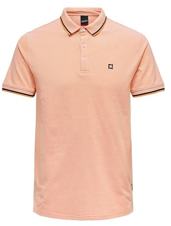 ONLY & SONS Men's Onsfletcher Slim SS Polo Noos, Muskmelon, M