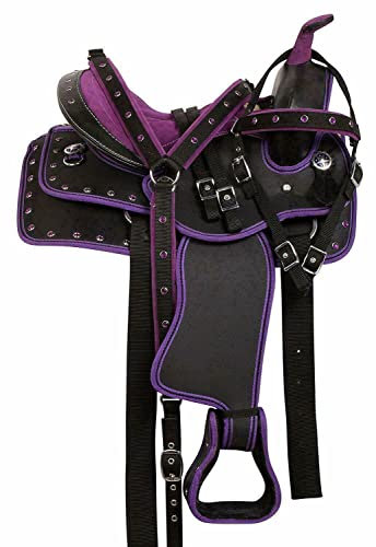 WILD RACE Wunderschöner Designer-Westernsattel aus synthetischem Barrel Racing/Beautiful Designer Synthetic Western Barrel Racing Western Saddle (14, Purple-Black)
