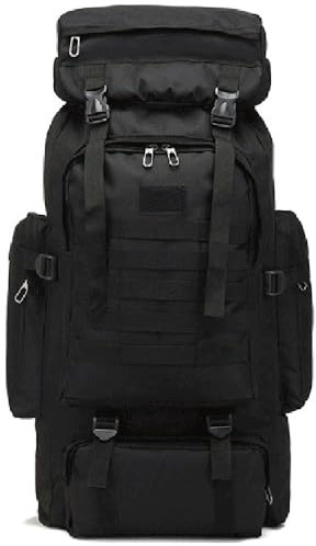 ILOOXI 80L Herren Damen Reiserucksack, Wasserdicht Rucksack Trekkingrucksack Leichte Wanderrucksack Campingrucksack, Für Wandern, Radfahren, Bergsteigen Und Reisen Sport(Military Black)