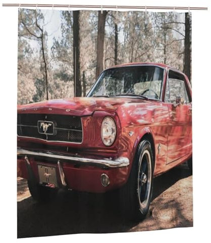 Grati Vintage Auto Duschvorhang Für Bathroon Personalisierte Lustige Bad Vorhang Set Mit Kunststoff Haken Home Decor Geschenk 60x72 Zoll
