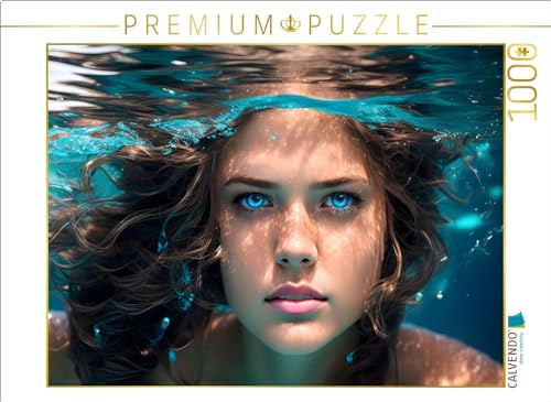 Puzzle · Nixe mit stahlblauen Augen unter Wasser | Models unter Wasser · 1000 Teile · Lege-Größe 64 × 48 cm · CALVENDO Puzzle
