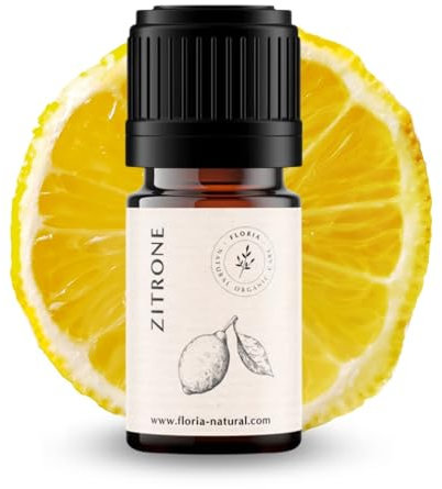 Zitronenöl BIO 5 ml I Zitrone Ätherisches Öl Zitrone I 100% Naturreines ätherisches Öl I Kaltgepresstes Zitronenöl I Ätherische Öl Diffusor I Duftöl I inhalieren Ätherisches Öl I by Floria Natural