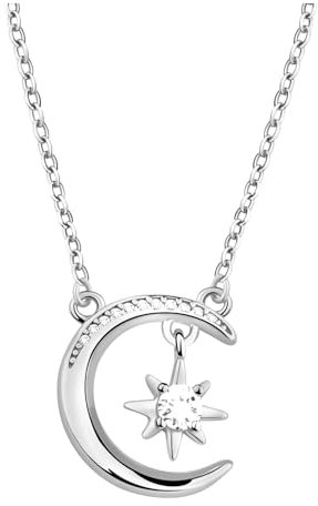 Sofia Milani - Damen Halskette 925 Silber - mit Zirkonia Steinen - Mond Anhänger - N0738