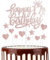 Roségold Alles Gute zum 17th Geburtstag Kuchenaufsatz, Roségold 17th Kuchen Cupcake Aufsatz für Kuchen, Glitzer Roségold 17 Jahre alt Kuchen Dekoration, 17th Geburtstagsgeschenke für Mädchen und Damen