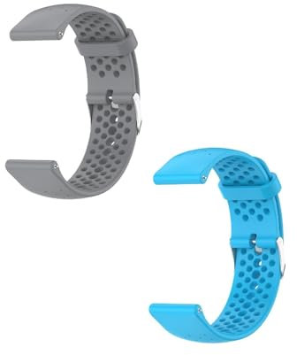 2 Piezas Correa Compatible con Polar Pacer/Pacer Pro Correas para Mujer Hombres, 20mm Deportiva Suave Transpirable Silicona Pulsera para Polar Pacer/Pacer Pro Smartwatch Brazalete, Gris+Azul cielo