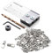 POWERTEC 72065 1/4 Dowel Drilling Jig & 100pk 1/4 Shelf Peg Set with Laser Cut Alignment Marker with Depth Scale, Cobalt Drill Bit, Split Ring Stop Collar & Spoon Shaped Shelf Pins Support Pegs
