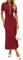 MEROKEETY Vestido largo de punto acanalado con cuello en pico para mujer, con botones, manga corta, ajustado, vestido tipo suéter, Vino, M