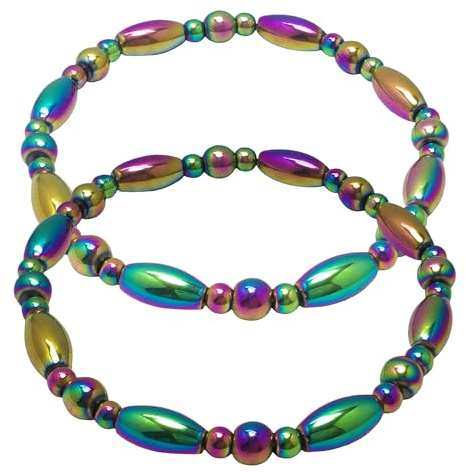 EUMENIDES Magnetarmband für Damen und Männer, Hämatit-Armbänder, 2 Stück, antistatisches Armband, (Elliptisch，6MM)