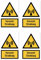 Autocollant Havati : 112,5x75 mm, 4 pièces Attention rayonnement panneau d'avertissement avec texte (allemand) (jaune/noir) vertical W005 DIN EN ISO 7010 / ASR A1.3