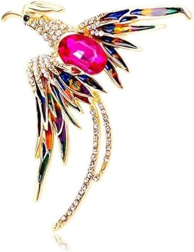 Phoenix Emaille Brosche Pin Kristall Brosche Pin Strass Eleganz Stil Bankett Revers Pin Flamme Vogel Brosche Pin Kleidung Zubehör Geschenk für Frauen und Mädchen