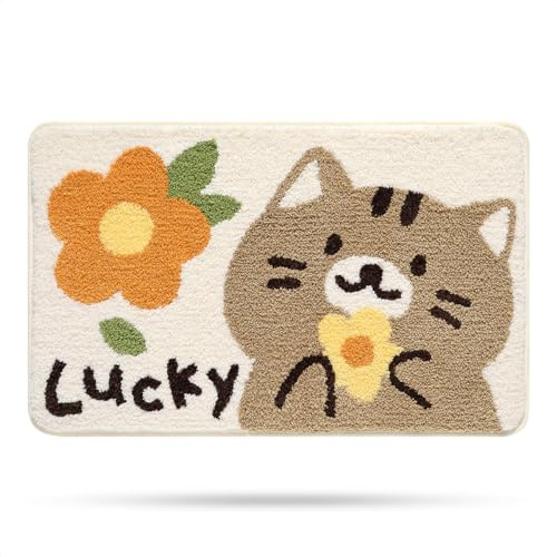 Molesun Niedlicher Badteppich Badematte für Badezimmer Rutschhemmender Weicher Badteppich für Duschen Niedlich Plüsch Mikrofaser Super-saugstark Plüschteppich für 40x60cm