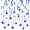 RIBBOOO Blau Hängende Reflektierende Stern Papier Girlande, 15 PCS Blaue Stern Glitter Girlande Streamer für Graduation Hochzeit Baby Dusche Dekorationen, Pack von 15