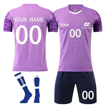 Benutzerdefiniert Fußballtrikot Shorts Socken Set Kinder Erwachsene Jeder Name Nummer Team Logo, Personalisierte Trikot Fussball Jungen Herren
