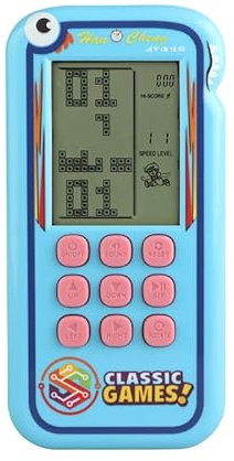 TAQY Console de Jeu de Blocs Mignons 2500+ Niveaux Rétro Jeux électroniques Brique/Course/Tank Appareil de Jeu Portable Intérieur/Voyage Rechargeable Cadeaux pour Enfants Jouets Puzzle (Blue)