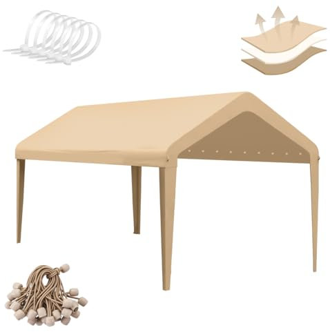 Copertura di ricambio per tettoia per garage e garage, con elastici a sfera, copertura di ricambio in Oxford 800D, impermeabile e protezione UV, telaio non incluso (marrone chiaro)
