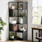 Tribesigns Ecke Bücherregal Einheit 180 cm, 6-Tier Floor Standing Bücherregal, Eckregal Aufbewahrung Display Rack mit Metallrahmen für Wohnzimmer Home Office (Schwarz)
