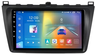For Mazda 6 2008-2012 9 Car Touch Screen Bluetooth 5.0 Double Din Car Stereo, Android 13 Digital Media AV Receiver with Wireless CarPlay Android Auto Camera FM AM DAB+ RDS Radio/SWC(NF-2)