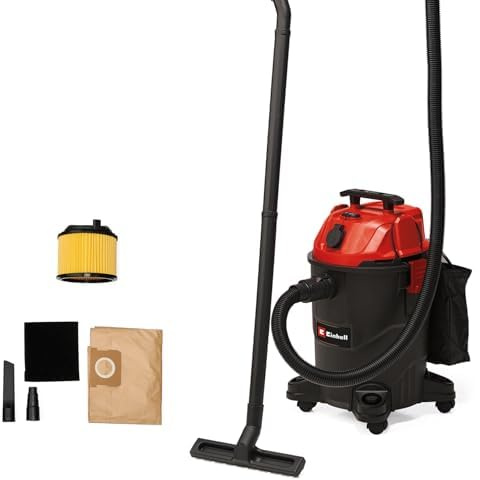 Einhell Nass-Trockensauger TC-VC 1825 A (1.250 Watt, 180 mbar Saugleistung, Automatiksteckdose, 25 L Auffangbehälter, Tragegriff, inkl. Düsen, Filter, Schmutzfangsack und Autoreinigungs-Set)