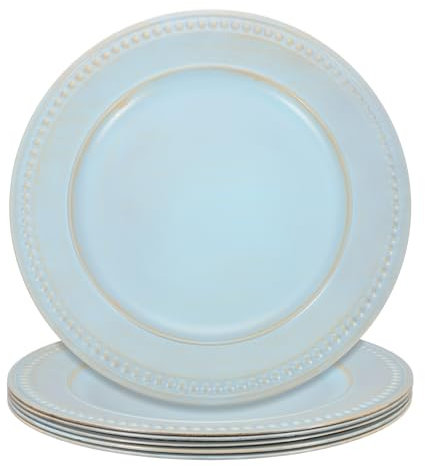 sourcing map Juego de 6 platos de carga vintage a granel, cargadores de cuentas de plástico de 13 pulgadas para platos de cena, cargador de platos redondos para bodas, fiestas, eventos, decoración de