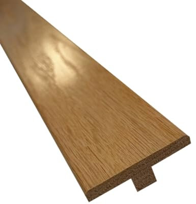Lacquered Natural Oak Transition T Section Twin Profile, Door threshold Trim & Cover Strip for Solid, Engineered & Laminate Flooring. Adjustable 14mm to 18mm with Fixing Track