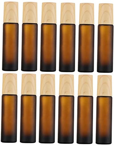 FRCOLOR Rollerball Flasche 10ml aus Glas mit Holzmaserung, 12 Stück