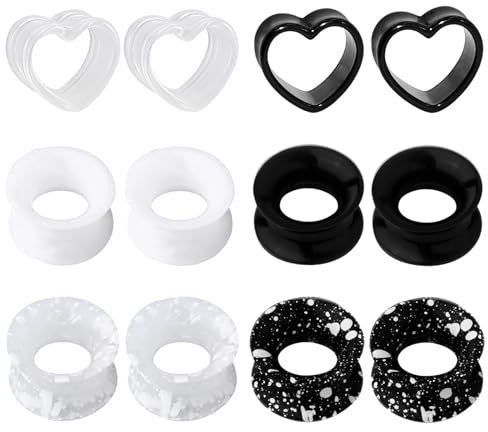 GUSXPPD 6 Paires Écarteur d Oreilles en Silicone, 6-20mm, Tunnel Oreille Plugs d'oreille en Silicone Flexibles Coloré Plug Ecarteur Oreille Tunnels de Chair Forme de Cerceau Unisexe (8MM)