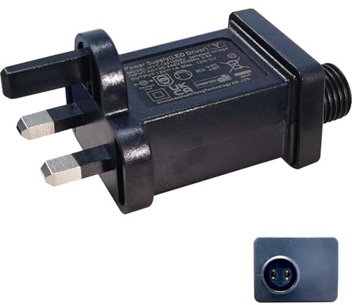 Wirafix Transformer Plug for Christmas Lights, 12v 12w Led Transformer, IP44 Waterproof Replacement Plug, Indoor Outdoor Lights Power Supply for Xmas Lights, Net Lights, Icicle Lights, Fairy Lights