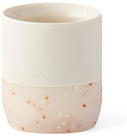 Moonkie Vaso Bebe, Vaso Agua 4 Meses +, Base Ponderada, sin BPA, con Marcas de Capacidad, Vaso Silicona Bebe, Apto para Lavavajillas y Microondas, 2oz(Marfil)