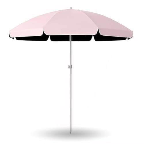 Terrassenschirm 180 cm/220 cm/240 cm/260 cm, Marktschirm Tischschirm UV-Schutz mit 8 Stabilen Streben, für Balkon, Garten, Rasen(Pink,180cm(6ft))