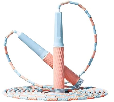 Verstellbares Springseil mit Schaumstoffgriffen, Rosa-Blau, für Fitness und Training (Rosa)
