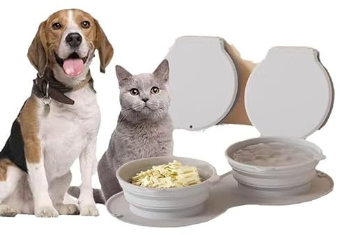 Collapsible Dog Bowl,Travel Silicone Dog Cat Bowls,Portable Water Dish with Carabiner,Dogs Food Bowls & Dogs Water Bowls,No Spills,Save Space,For Traveling,Camping