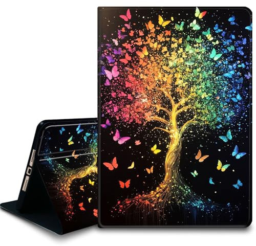 Bxgolkgd Funda para tablet Amazon Kindle Fire 7 (12ª generación, versión 2022), a prueba de golpes, con función de encendido y apagado automático, mariposa árbol de la vida