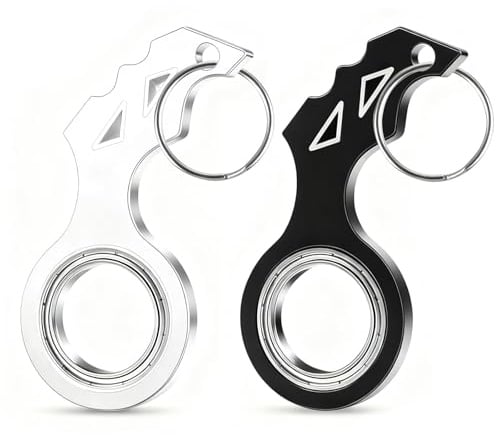Schlüsselanhänger Spinner 2 Stück, Keyring Tragbar Finger Spinner, Schlüssel Spinner aus Hochwertigem Legierungsmaterial, für Fingertraining und Angstlinderung bei Kindern und Erwachsenen