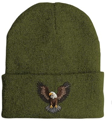tshirtladen Strickmütze Majestic Eagle Bestickt mit Adler Motiv Wintermütze aus weichem Strickmaterial für Damen und Herren Unisex Beanie mit Tierstickerei