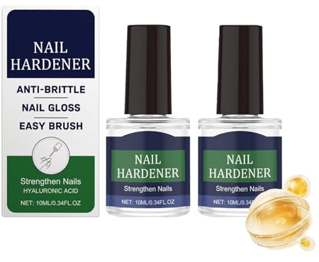 Hyaluronic Acid Nail Strengthener, Anti Brittle Nails Strengthener, Natural Calcium Nail Hardener for Strong, Hyaluronic Acid Nails Repair Growth Serums (2Pcs)