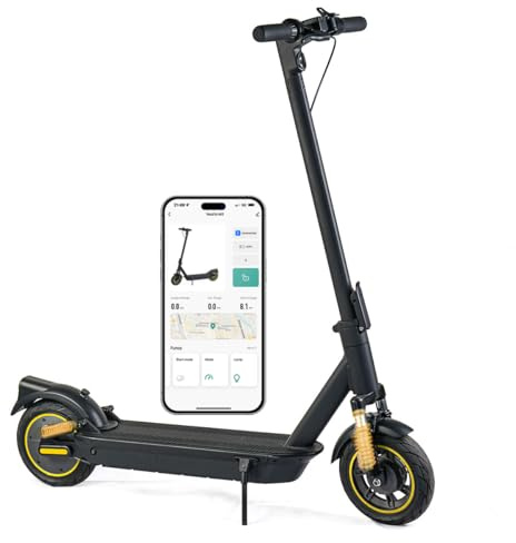 E-Scooter für Erwachsene – 40 km Reichweite, 20 km/h Höchstgeschwindigkeit, 10 Zoll Reifen, Vor- & Hinterradfederung + Smart App – Komfortabler Pendelroller für Stadt & Freizeit