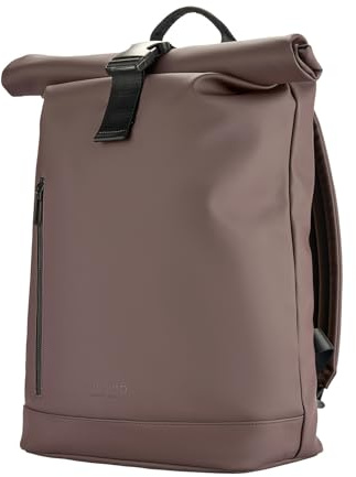 Tucano, Gommo Rolltop Laptop-Rucksack für MacBook Pro 16 und 15,6 Laptop aus Gummiertem Material, Arbeitsrucksack für mit Rollverschluss, Gepolsterter Tasche und Trolley-Band, Braun
