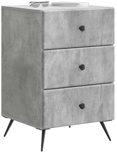 vidaXL Nachttisch Betongrau 43 x 41 x 66,5 cm Holzwerkstoff, Wohzimmer, rechteckiger, Vintage Nachttisch, viel Stauraum, kompakter Organizer, Möbel für drinnen
