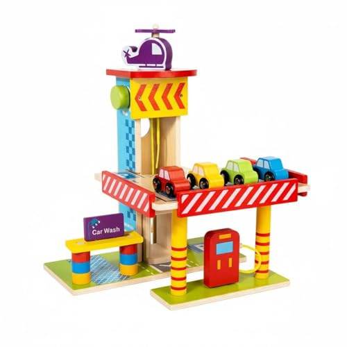 KiBcsLic 3 Level Car Garage Interactive Toy Vehicle Ramp Toy with Elevator Vehicle Playset for Kids, Playroom, M-small Parking Lot