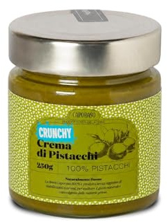 Crema di Pistacchio 100% Crunchy 250g, Crema Spalmabile di Pistacchi Italiani, Vegan, Senza Glutine, in Barattolo di Vetro