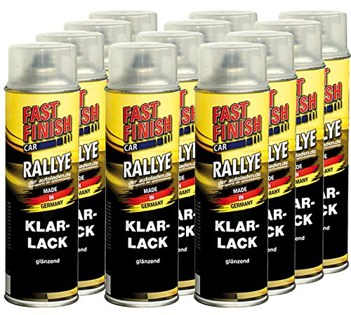 12x 500 ml FAST FINISH Car Rallye Klarlack Lackspray glänzend Spraydose 292859