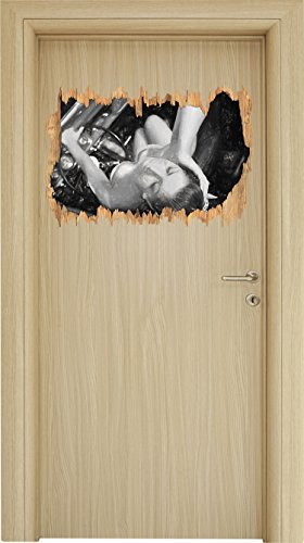 Rockabilly, Retro Style Kohle Effekt Holzdurchbruch im 3D-Look, Wand- oder Türaufkleber Format: 62x42cm, Wandsticker, Wandtattoo, Wanddekoration